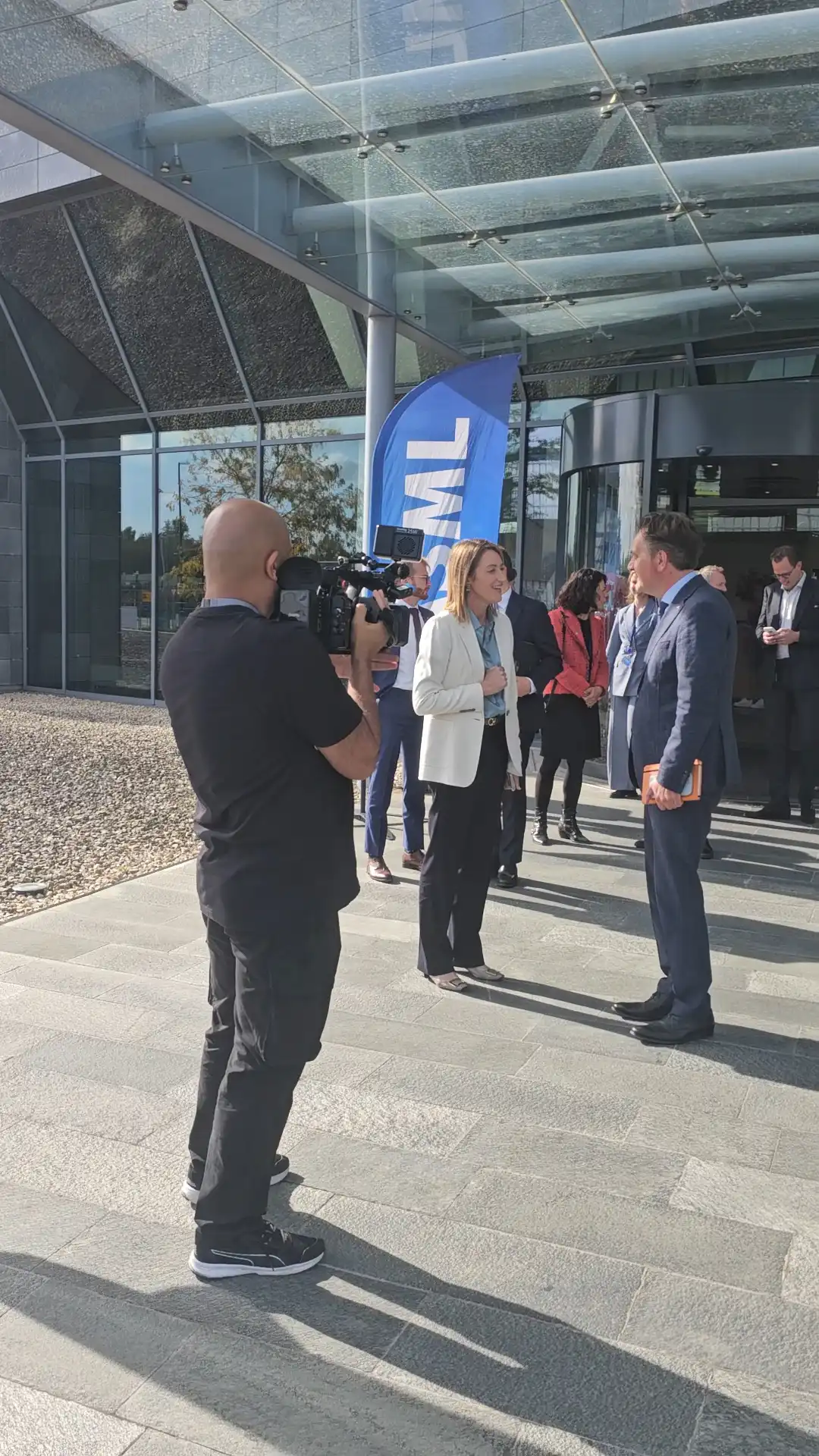 CamJo24 camera operator filming European Parliament President Roberta Metsola at ASML headquarters in Veldhoven