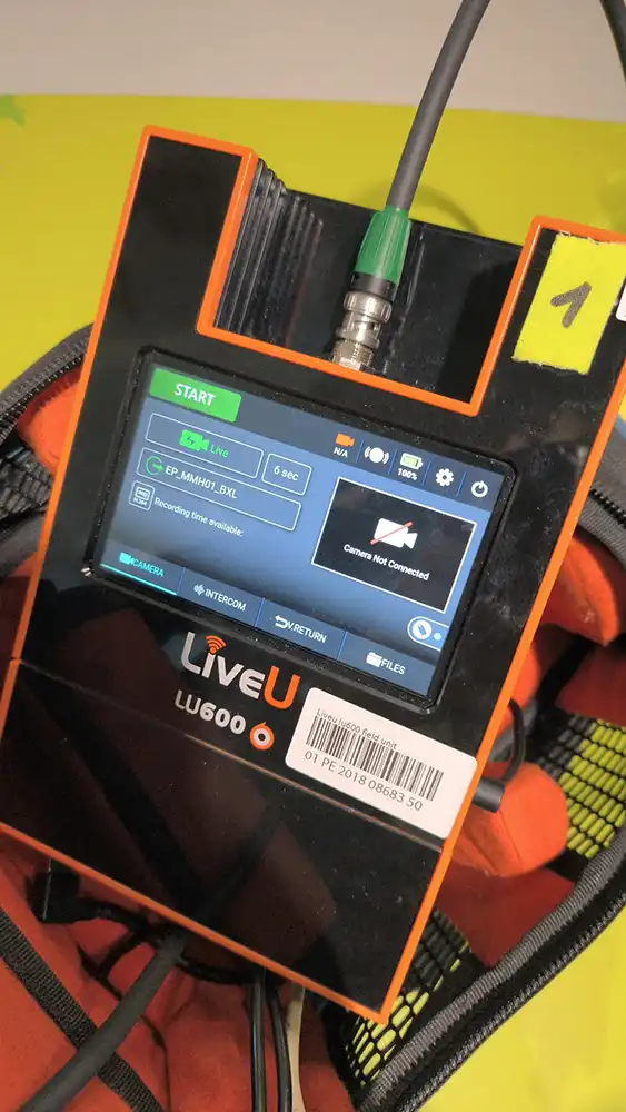 LiveU LU600 used by CamJo24 to stream the Europa Experience opening live to the European Parliament media department
